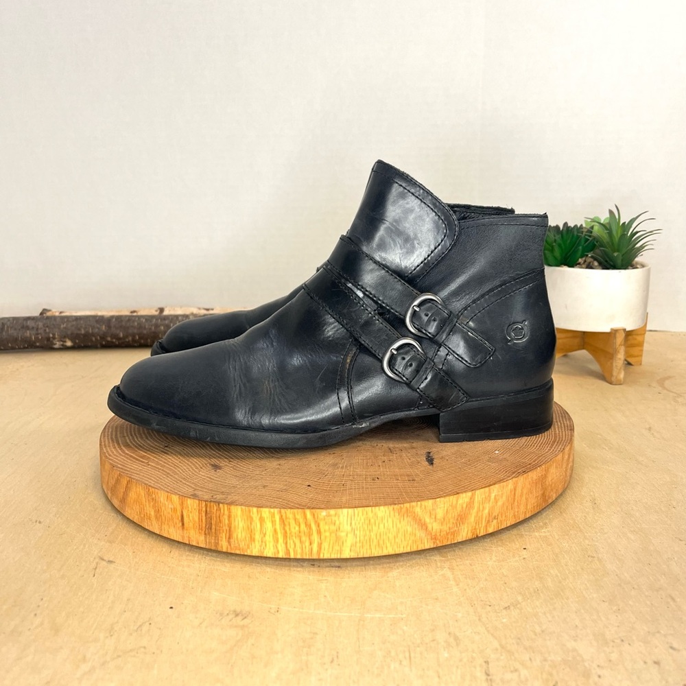 Born Pirlo Engineer Boot Black Buckle Ankle Boots Size 10